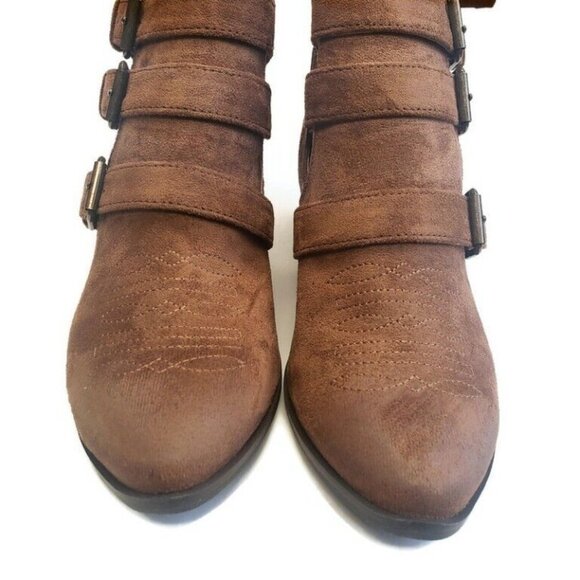 Universal Thread Kelsey Triple Buckle Cut Out Bootie Womens Size 5.5 Cognac - Picture 5 of 6